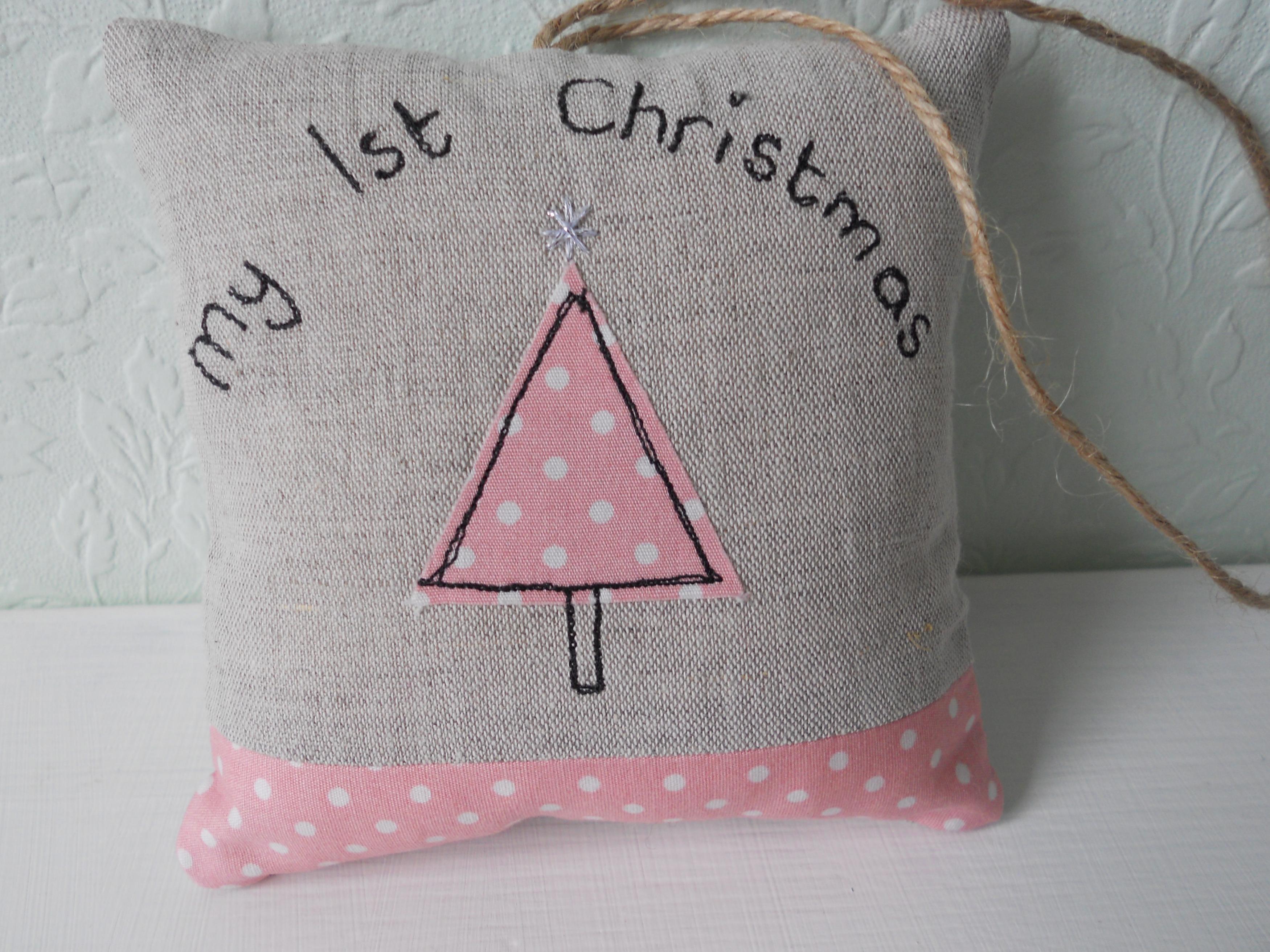 My First Christmas Lavender Scented Mini Hanging Pillow Pink on Luulla